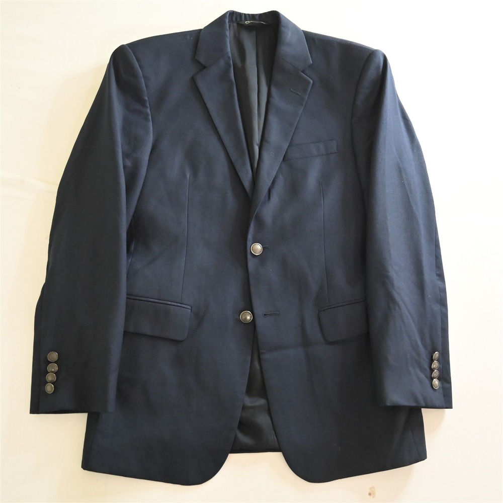 Jos A Bank 38R Navy Blue Hopsack Travelers Wool Blazer Suit Jacket Sport Coat